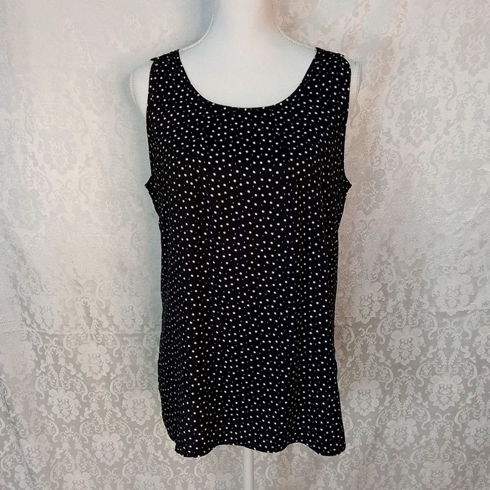 Loft black with white polka-dots and diamonds tank top M